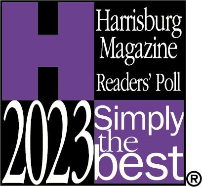 Harrisburg Magazine Readers' Poll 2023 badge in purple, black, and white: