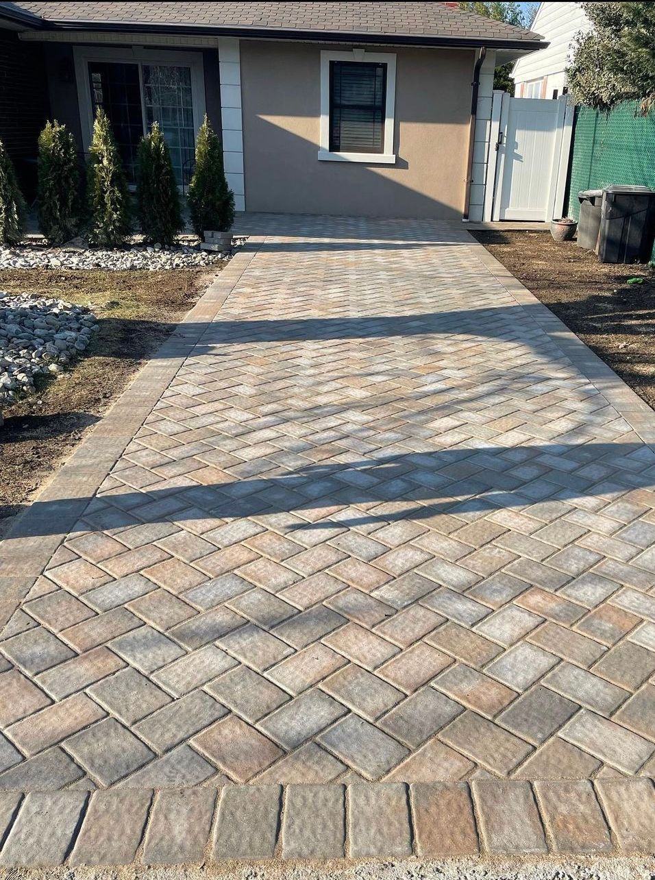 Beautifully Landscaped Driveway — Staten Island, NY — J. Molfino Masonry