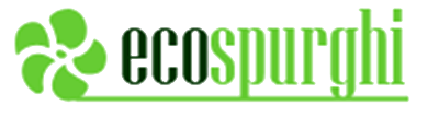 Logo verde con disegno a quattro petali e scritta "ecospurghi" in verde chiaro e scuro.