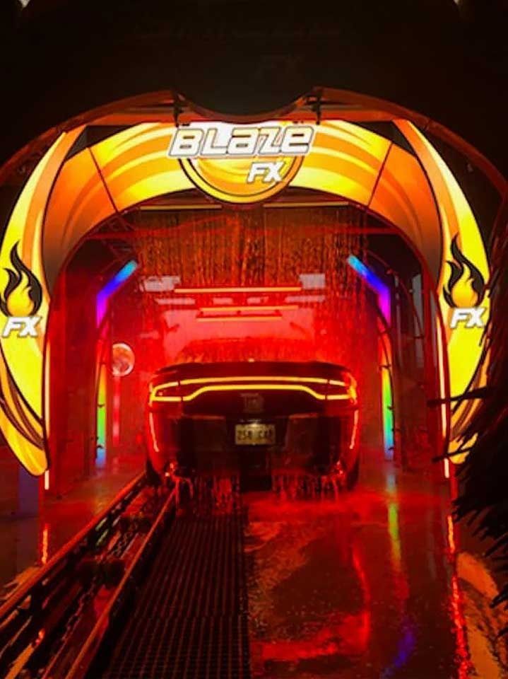 A car inside a brightly lit
