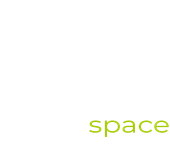 Green word “space” on a white background, positioned near the bottom right.