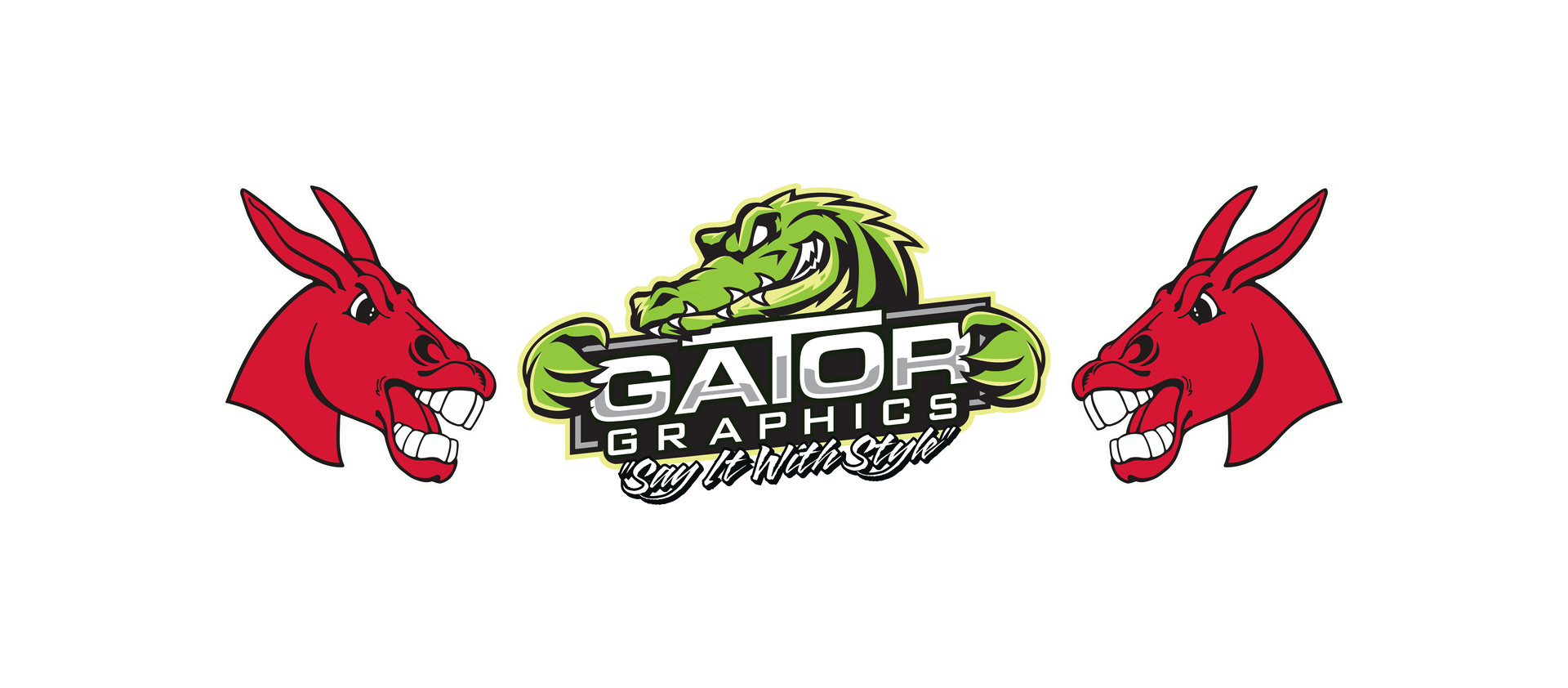 two UCM Jenny logos flanking Gator Graphics logo