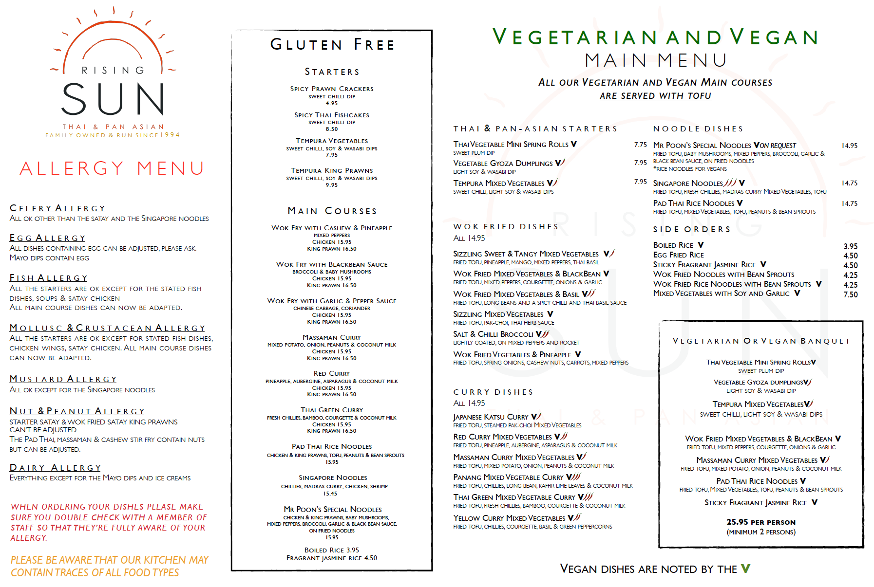 rising sun christchurch dorset thai allergy menu