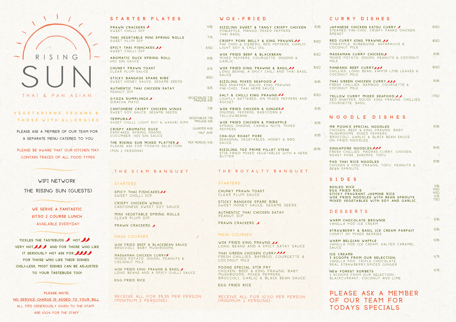 rising sun christchurch dorset thai evening menu