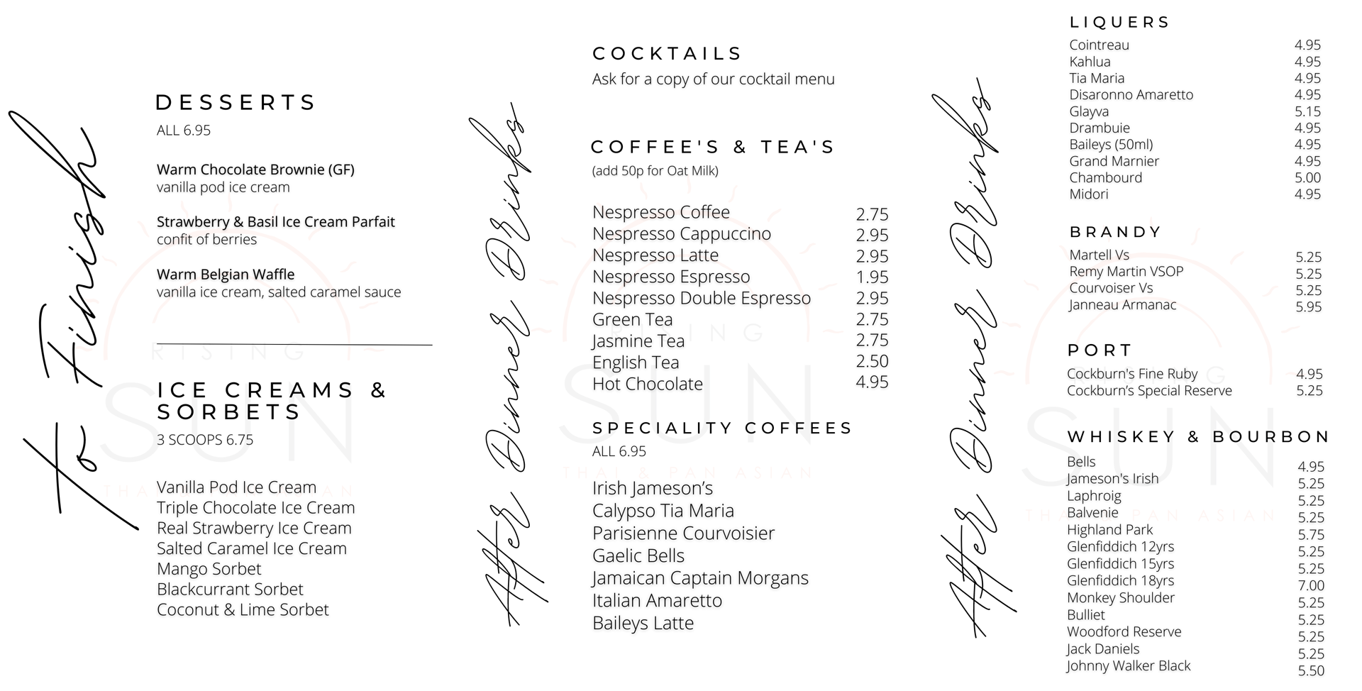 rising sun christchurch dorset desserts menu