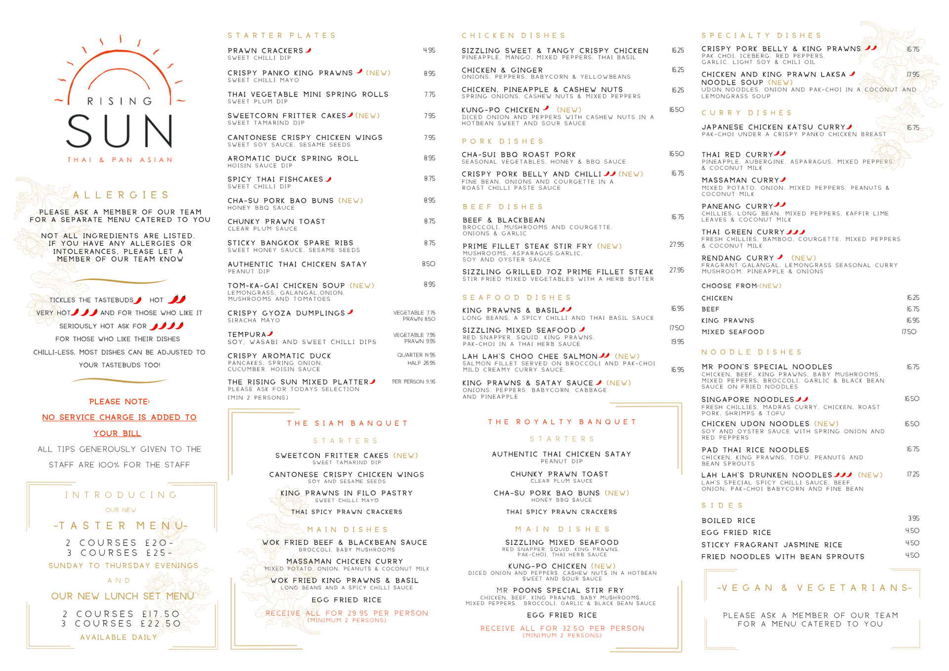 rising sun christchurch dorset thai evening menu