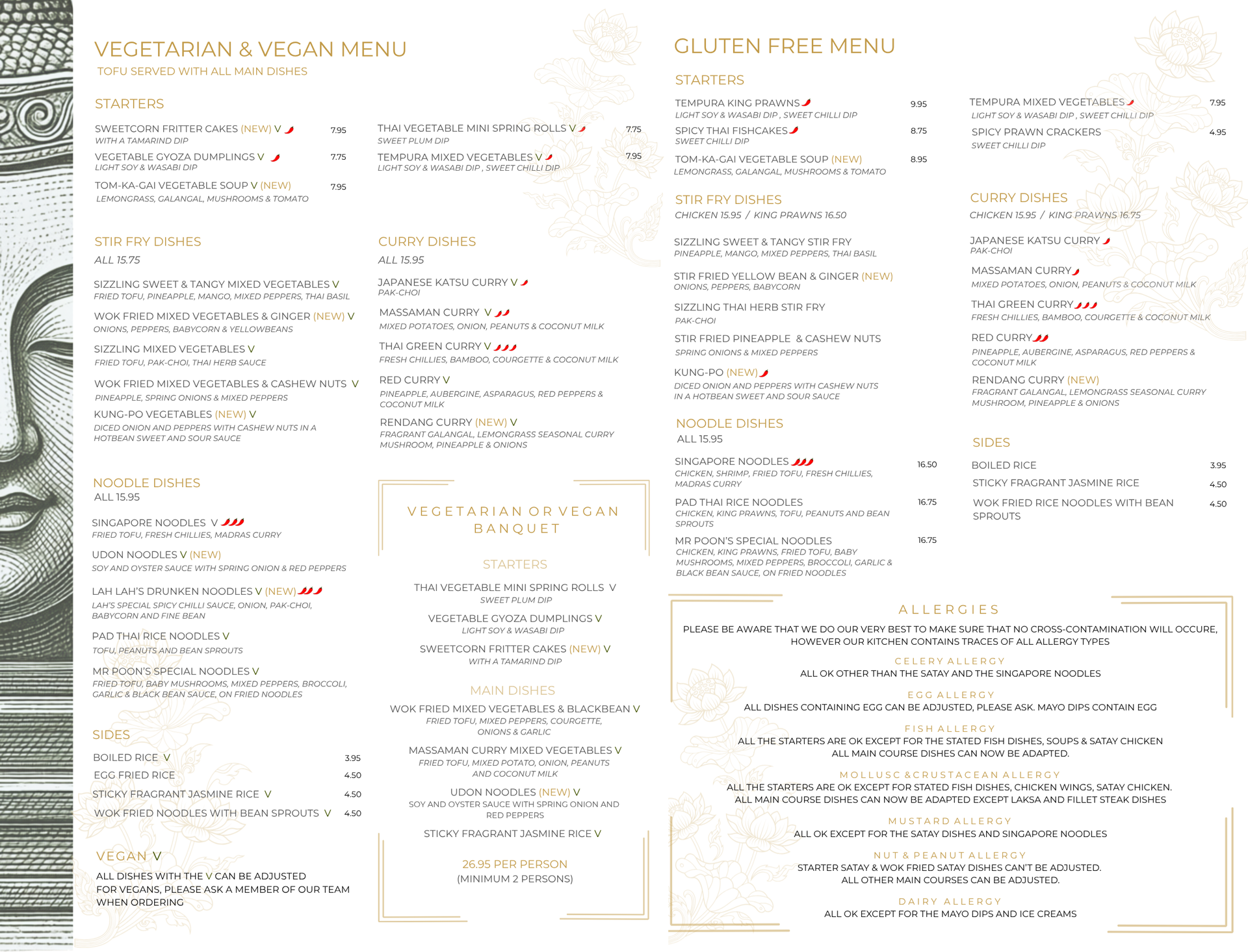 rising sun christchurch dorset thai vegetarian and allergy menu