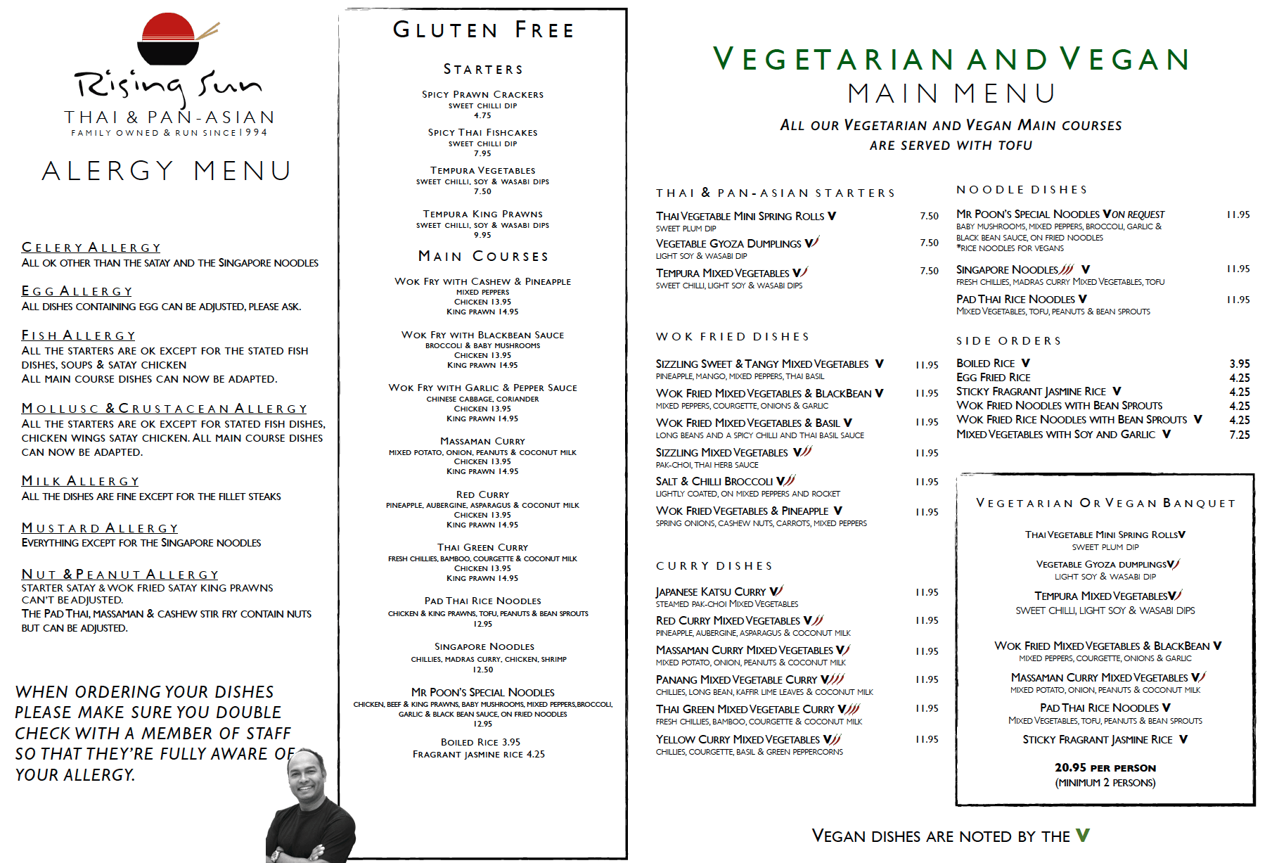 rising sun christchurch dorset thai allergy menu