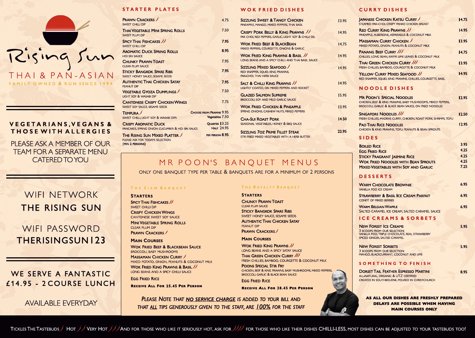 rising sun christchurch dorset thai evening menu