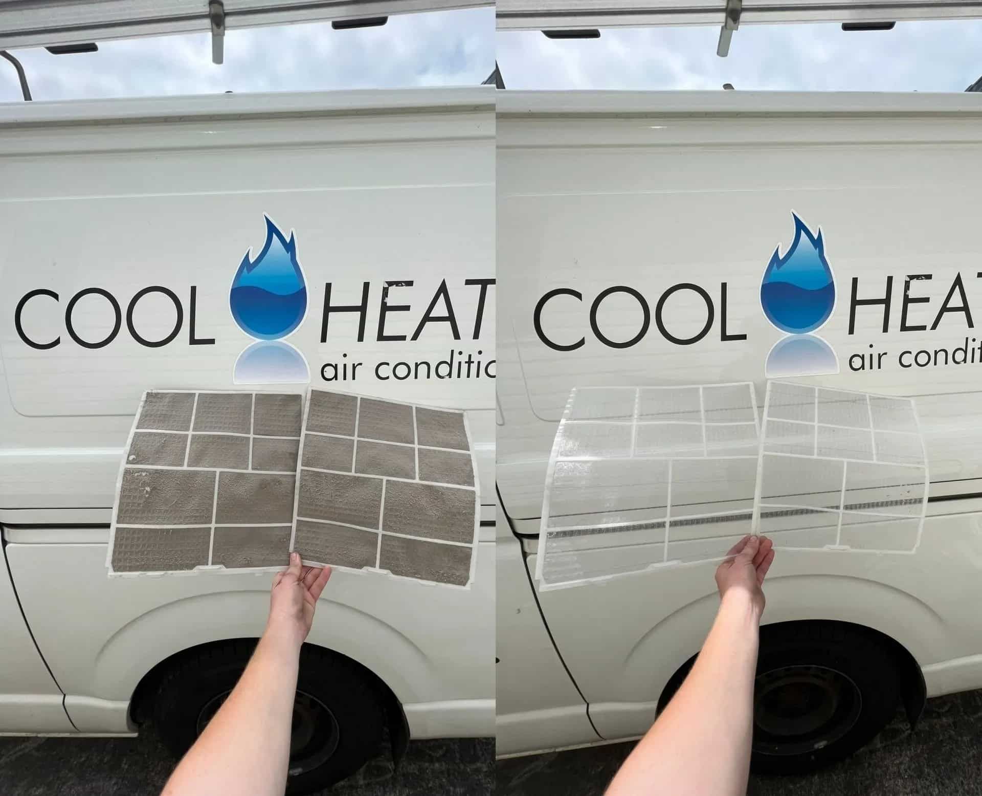 A White Van With the Words Cool Heat Air Conditioning on It — Cool Heat Air Conditioning in Albion Park, NSW