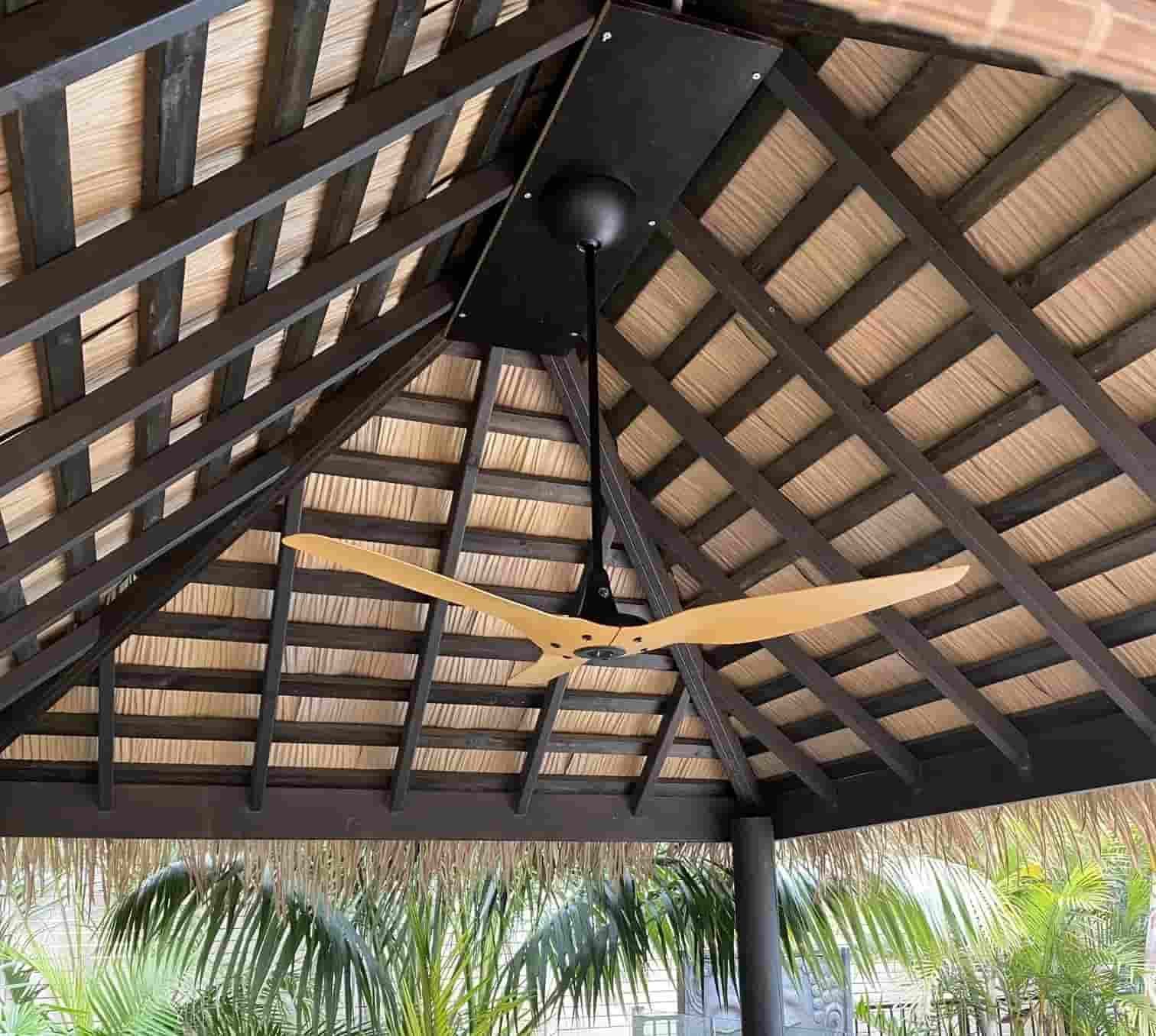 A Ceiling Fan is Hanging From the Roof of a Gazebo — Cool Heat Air Conditioning in Shellharbour, NSW