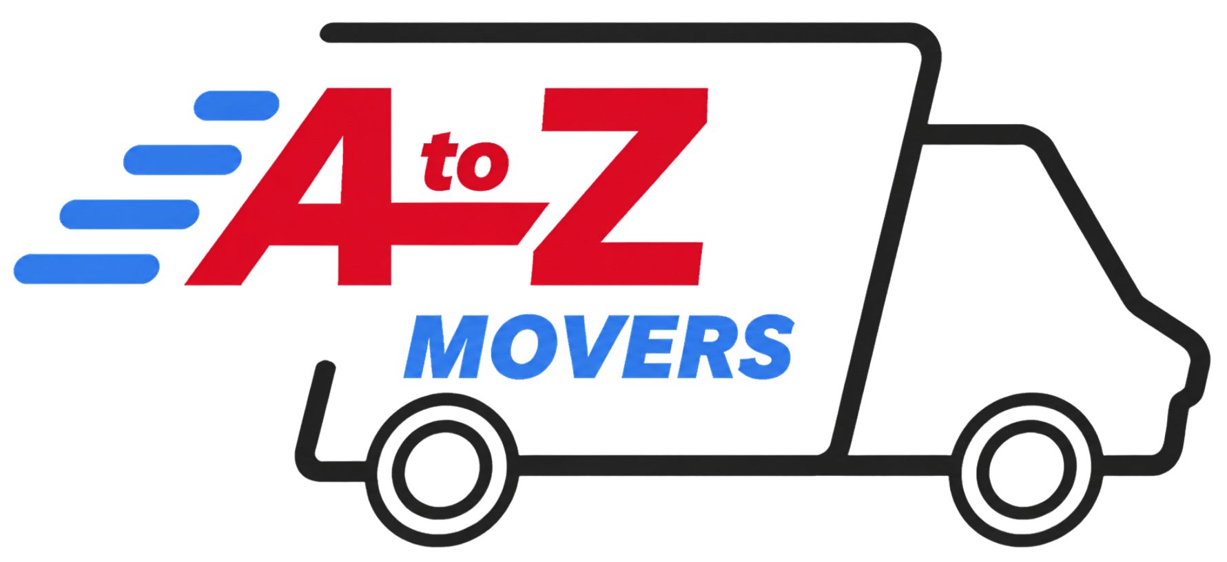 A to Z Movers logo with a red, blue, and black moving truck icon