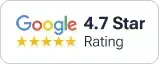 Google 4.7-star rating with five gold stars