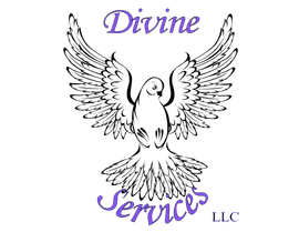 Divine Services LLC logo with a white dove and purple script text
