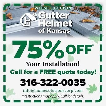 Coupon for Gutter Helmet of Kansas offering 75% off installation.