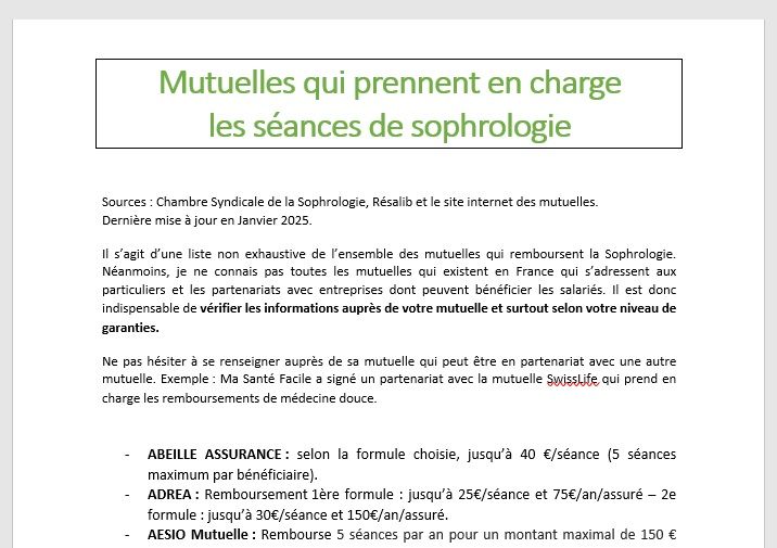 Les mutuelles en sophrologie