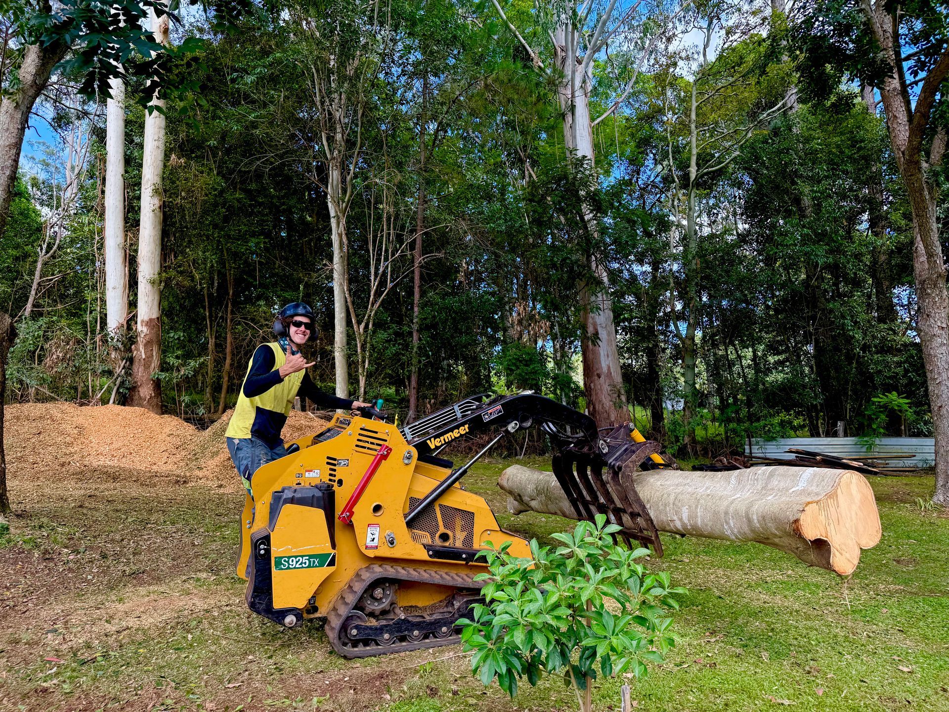 Man Operating a Yellow Skid Steer — AAA Trees On Tweed in Mullumbimby, NSW