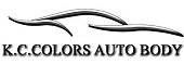 K.C. Colors Auto Body logo with a stylized car silhouette.
