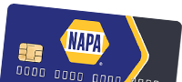 NAPA-branded dark blue payment card with gold accents and chip