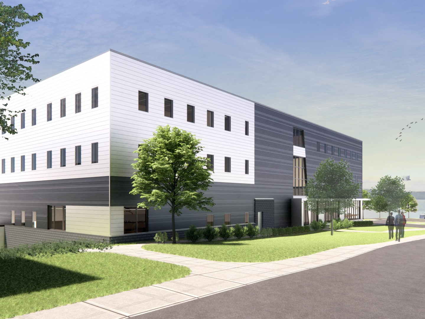 An artist 's impression of a large building with a lot of windows