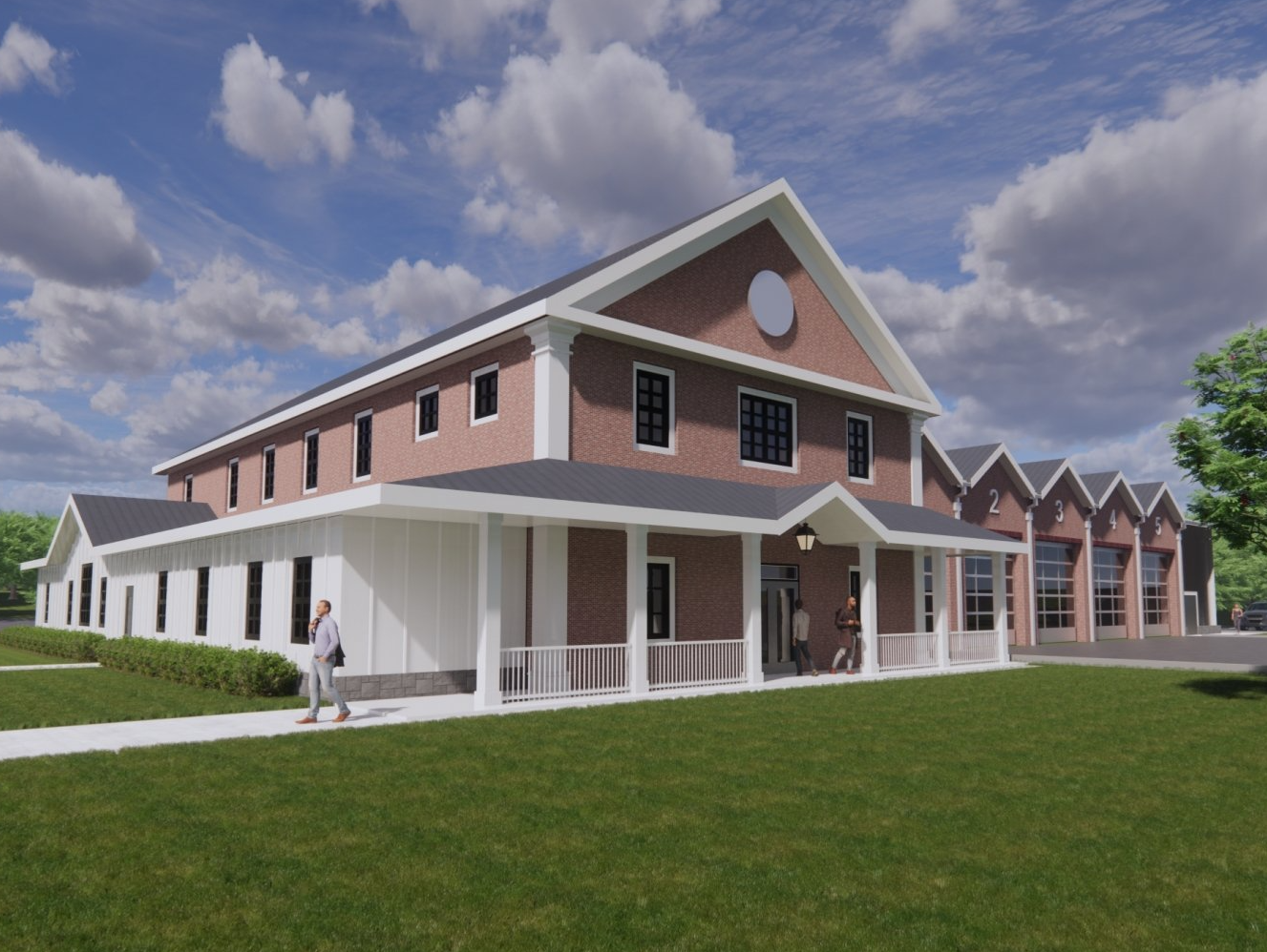 An artist 's impression of the new fire station.