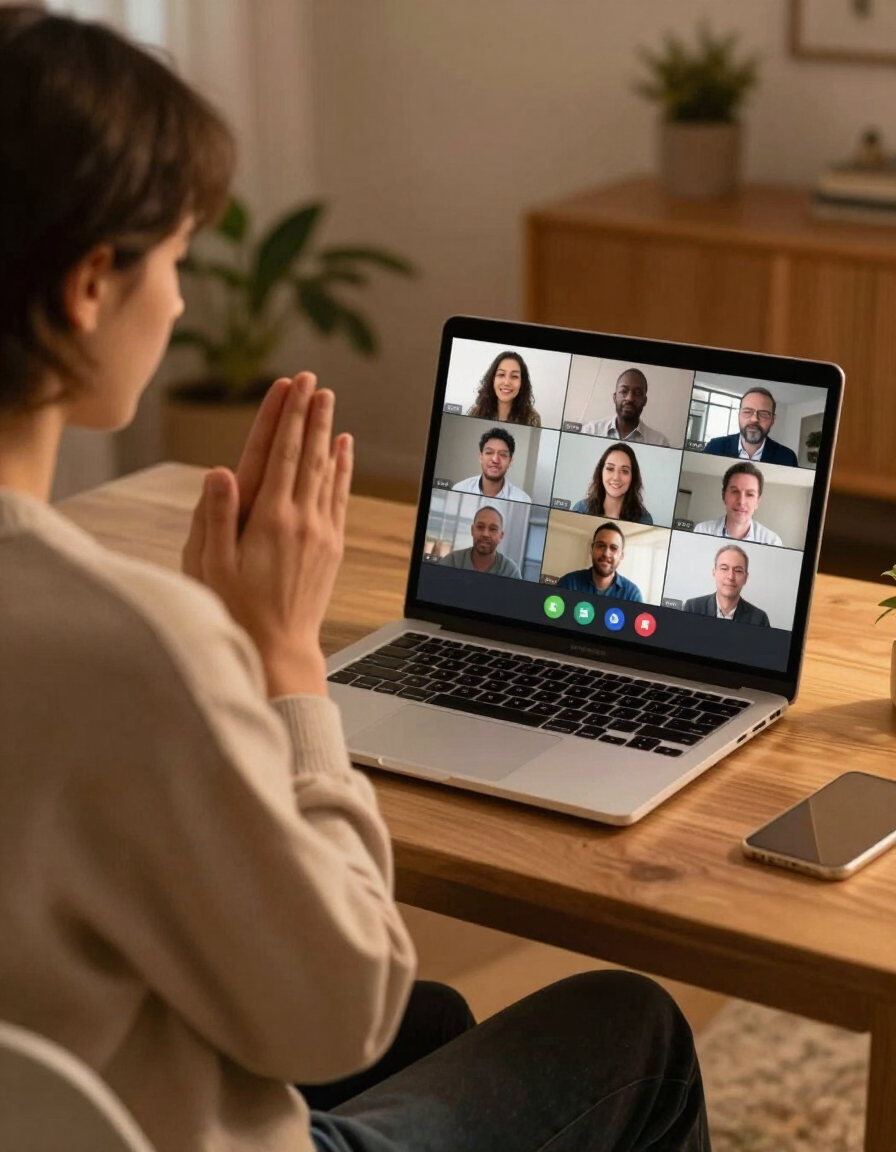 Person joining Thursday Zoom prayer meeting from home