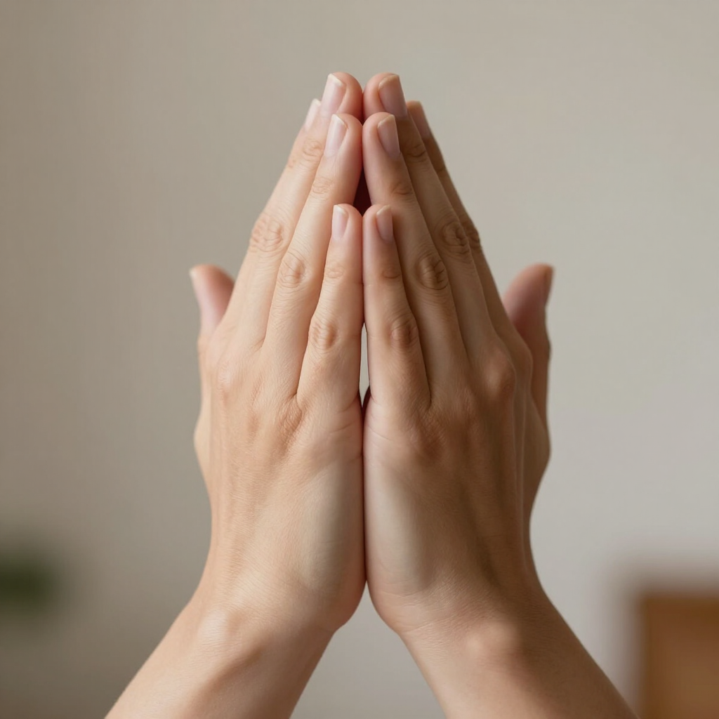 Clasped praying hands representing communal prayer