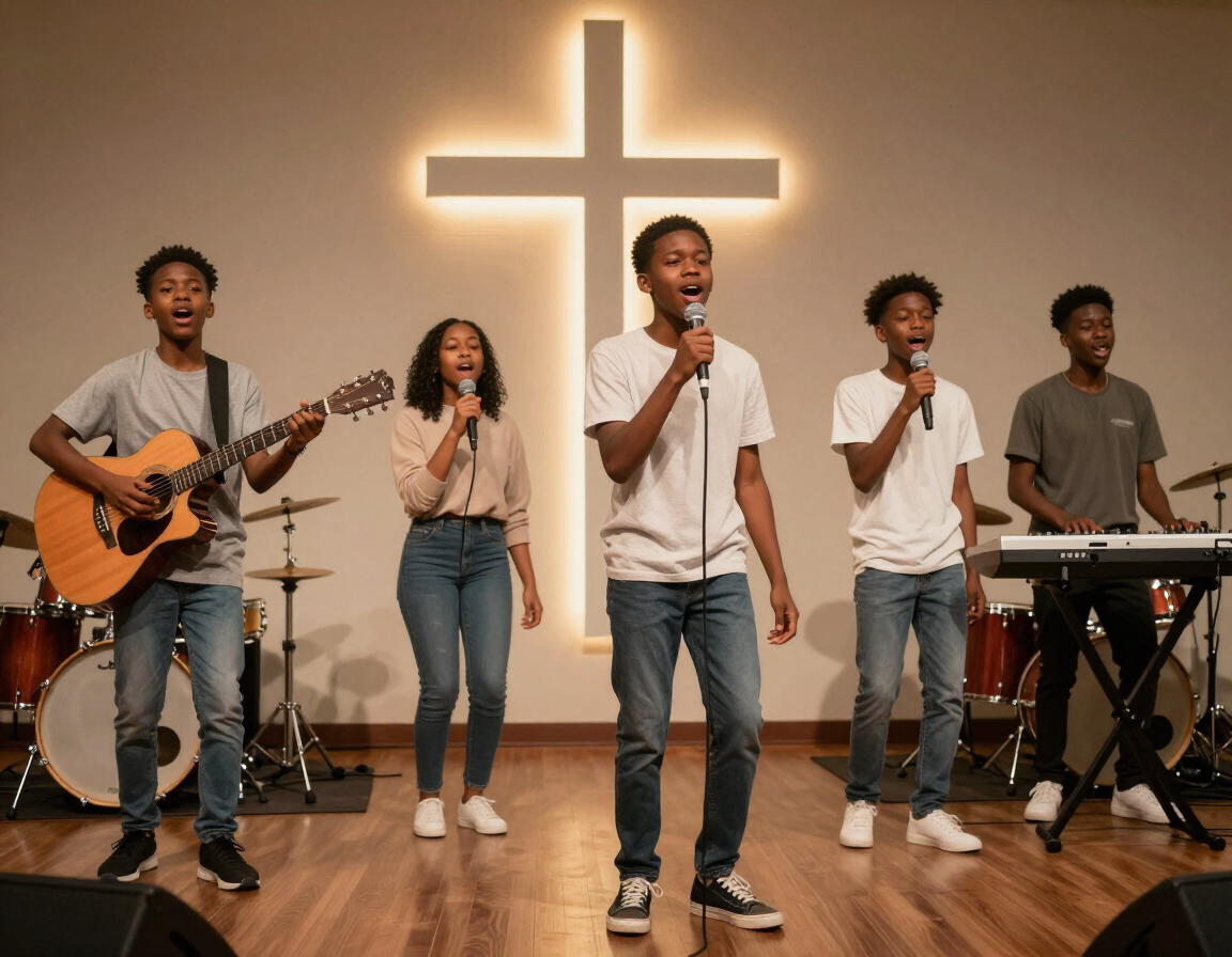 Youth praise team on stage