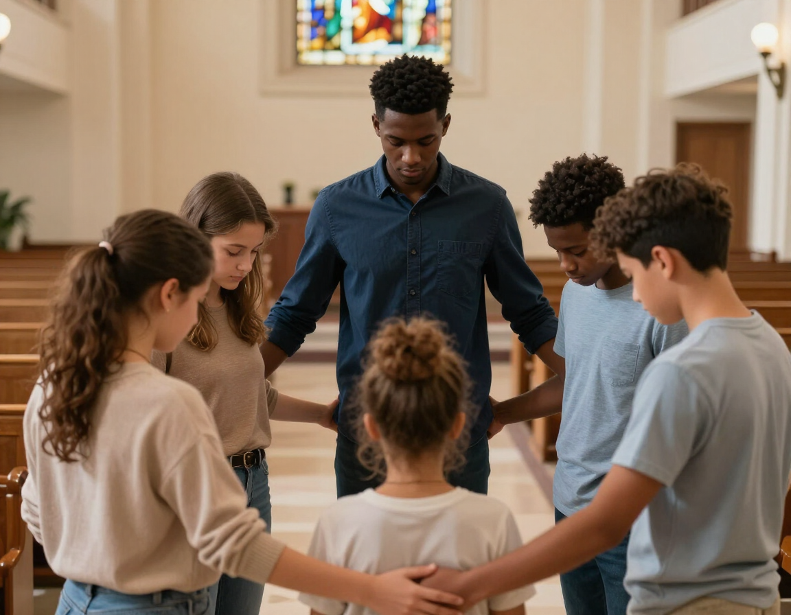 Youth group prayer circle