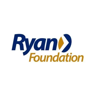 Logo for Ryan Foundation; dark blue