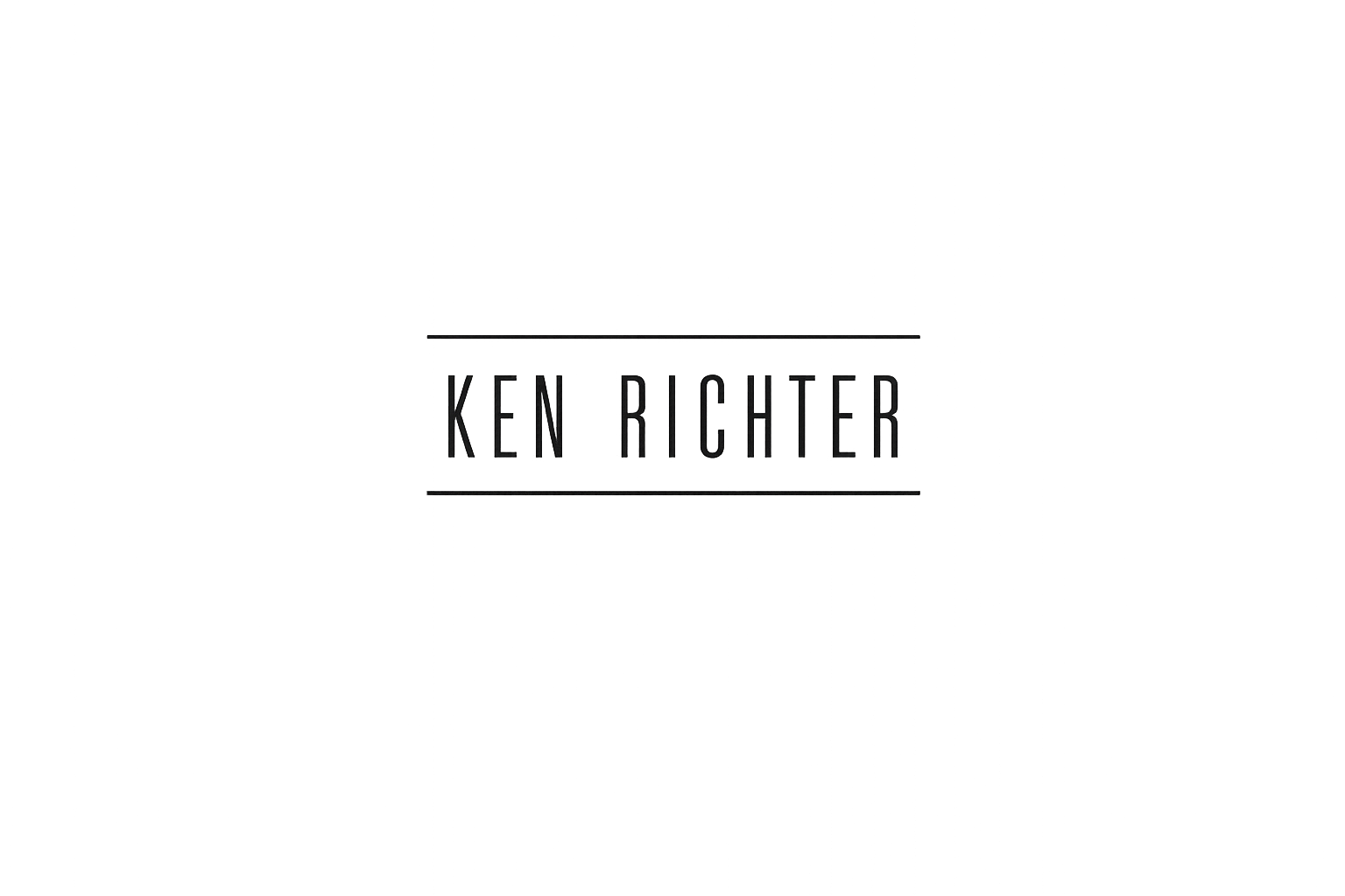 Ken Richter logo in black text centered between two thin horizontal lines on a white background