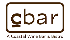 Logo for “cbar,” a coastal wine bar and bistro, in brown on a white background