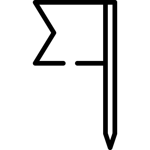 Flag icon with a notched edge, on a pole.