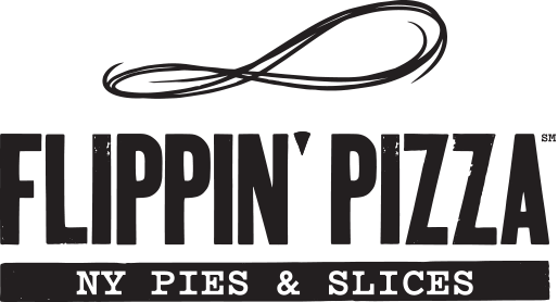 Flippin' Pizza logo with an infinity symbol above text that reads