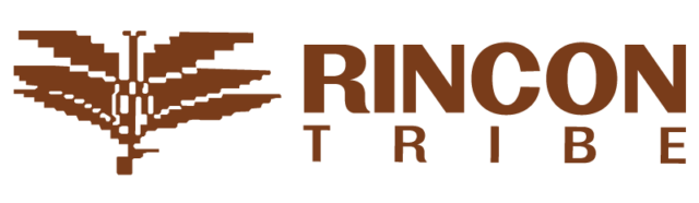 Rincon Tribe logo with stylized brown palm tree and bold brown text on white background