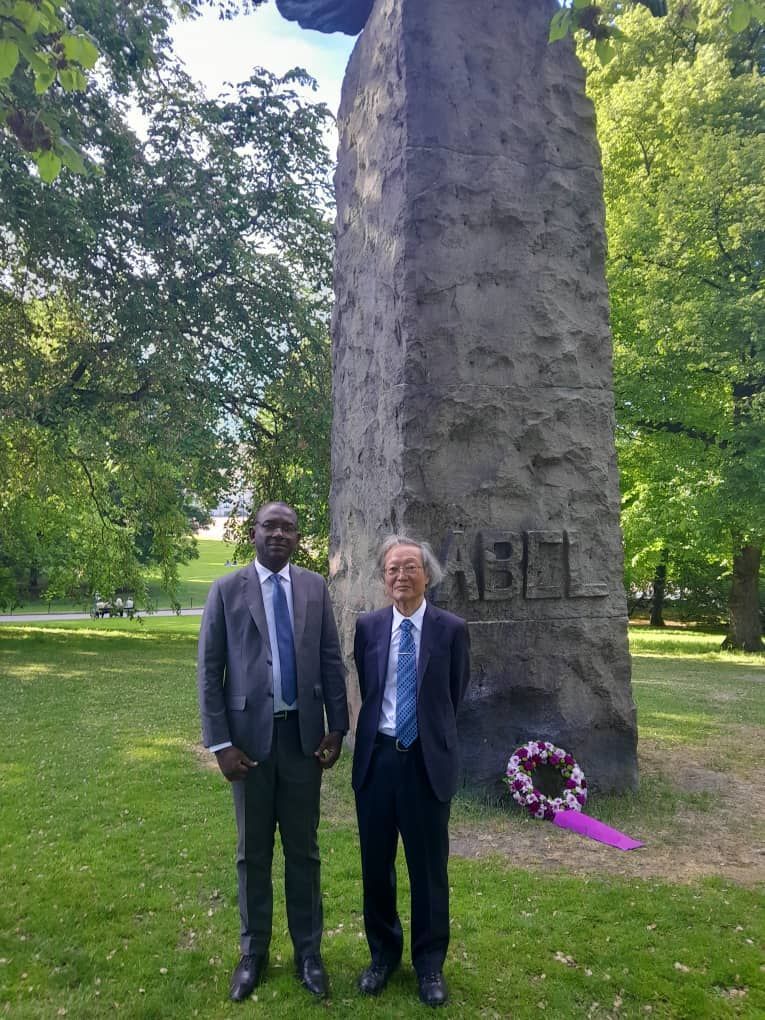 Prof Basile Guy Richard BOSSOTO With Professor MASAKI KASHIWARA ABEL PRIZE LAUREAT 2025, OSLO