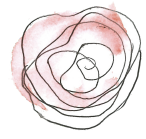 It is a drawing of a rose with a watercolor background.