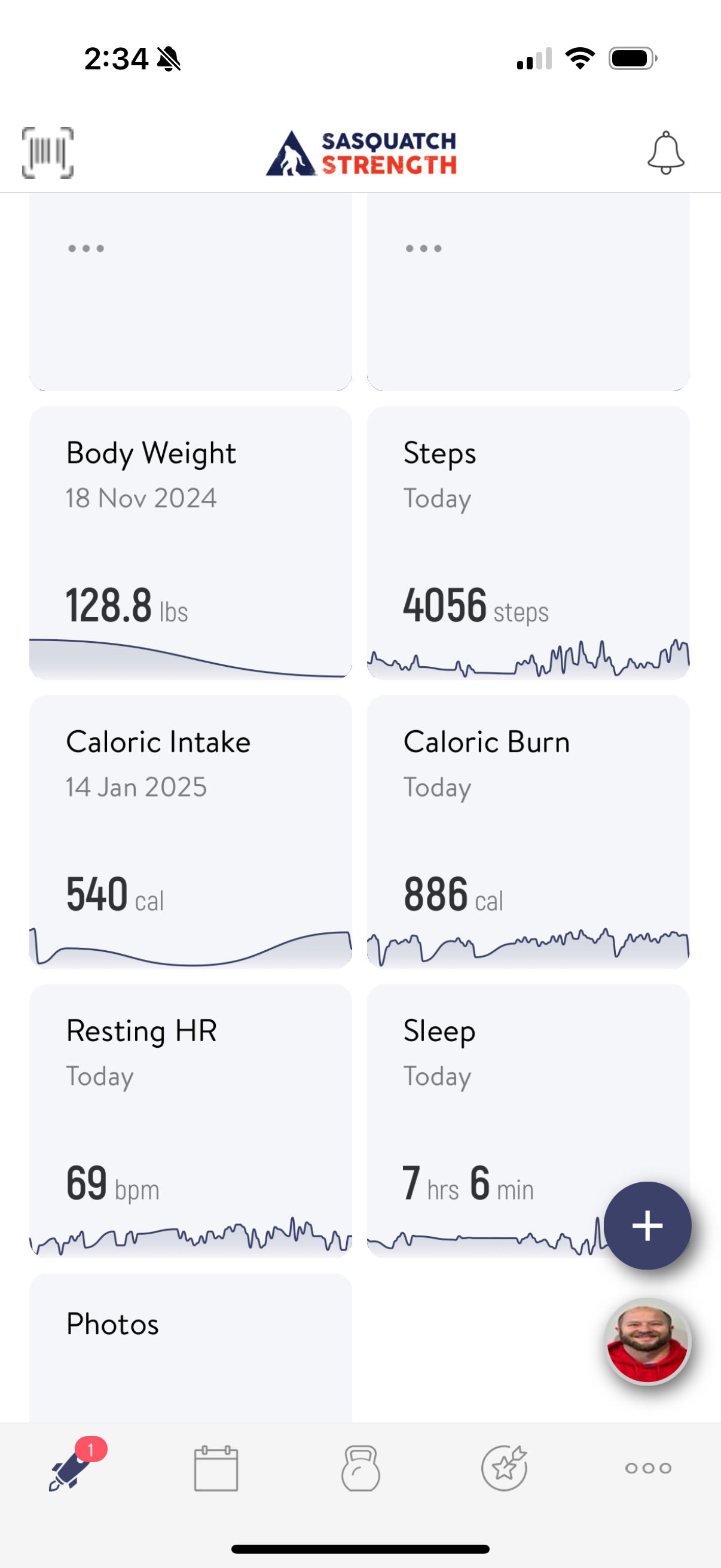 screenshot of progress tracking dashboard in the Sasquatch Remote app