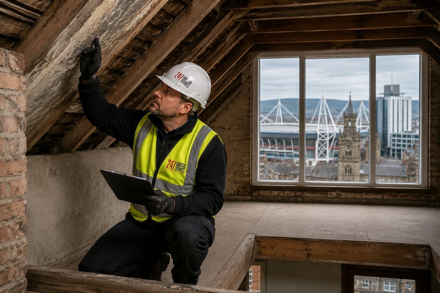 Asbestos surveyor inspecting a property in Cardiff and South Wales