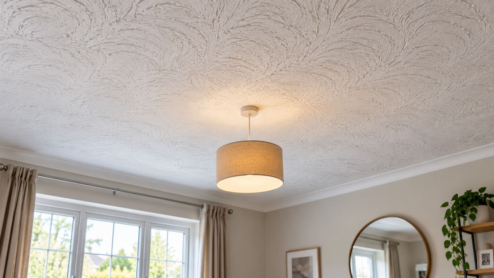 Textured Artex ceiling in a UK home
