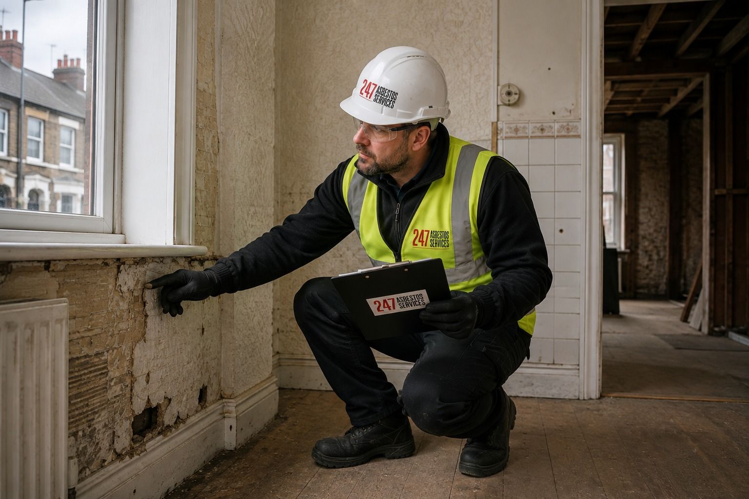 Asbestos surveyor checking a property for asbestos in Cardiff and South Wales
