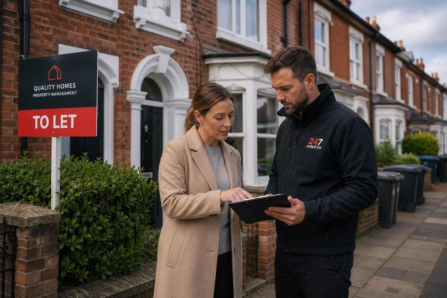Asbestos Surveys for Landlords and Rental Properties Landlord and asbestos surveyor reviewing a UK rental property