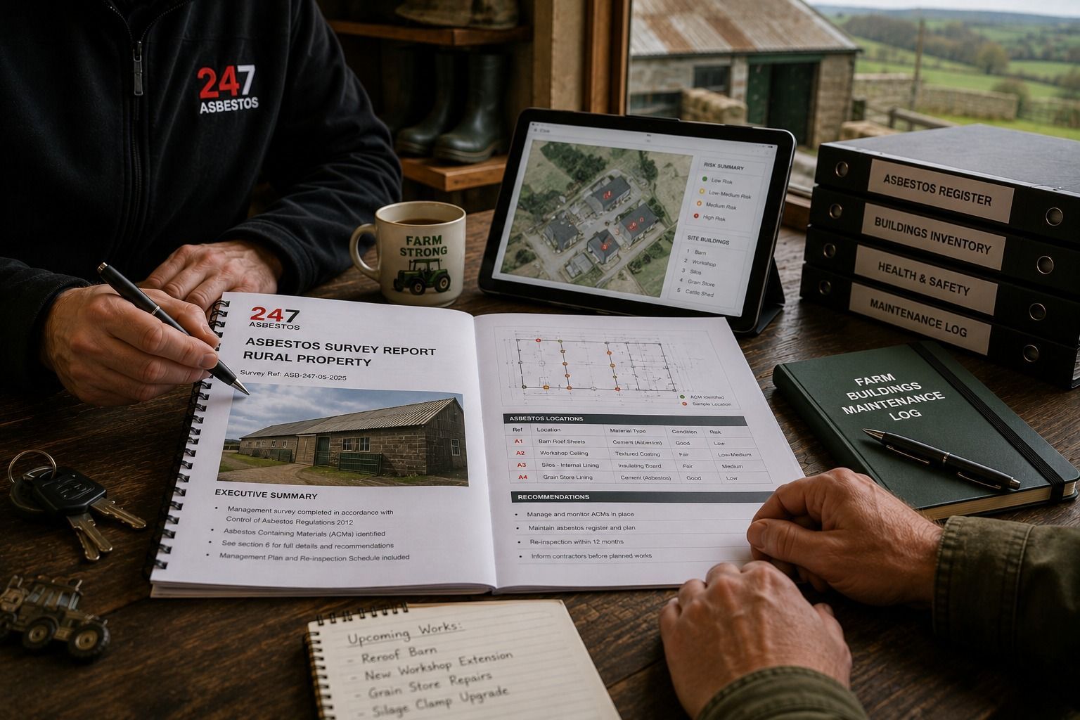 Independent Asbestos Reporting for Rural Property Asbestos survey report with rural building plans, sample records and farm property notes