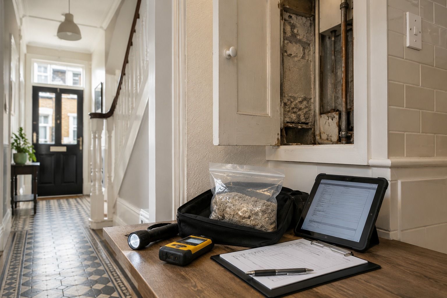 London Landlord And Homeowner Asbestos Survey Asbestos survey inspection in an older London rental property for a homeowner or landlord