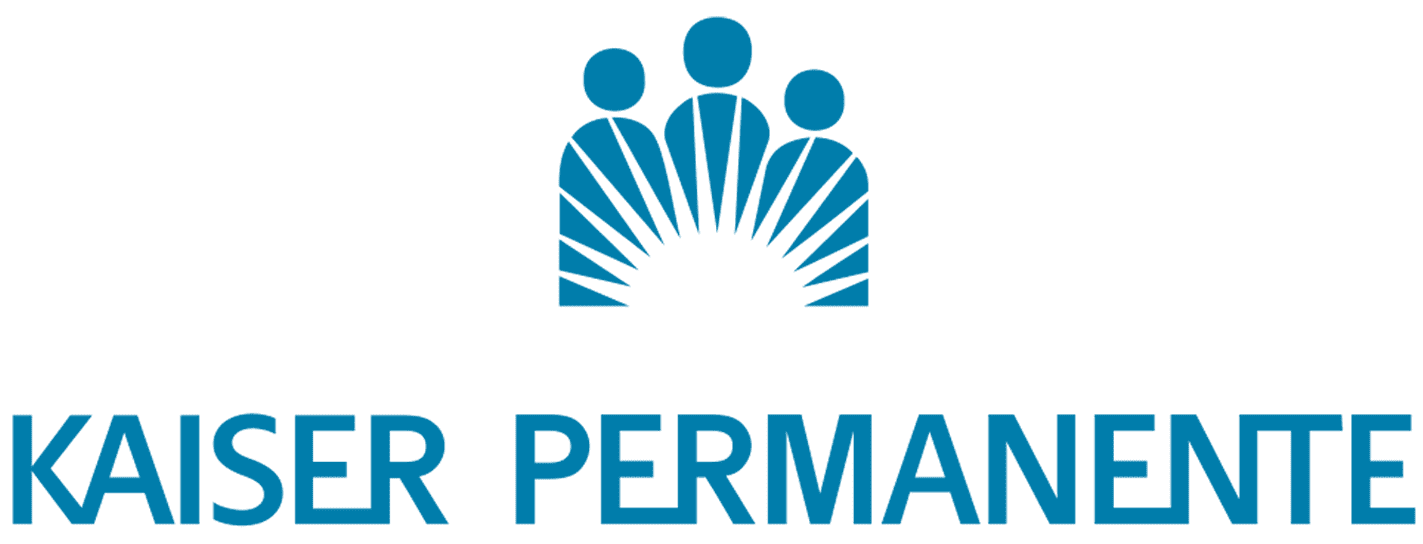 Kaiser Permanente logo with blue icon and text on a white background