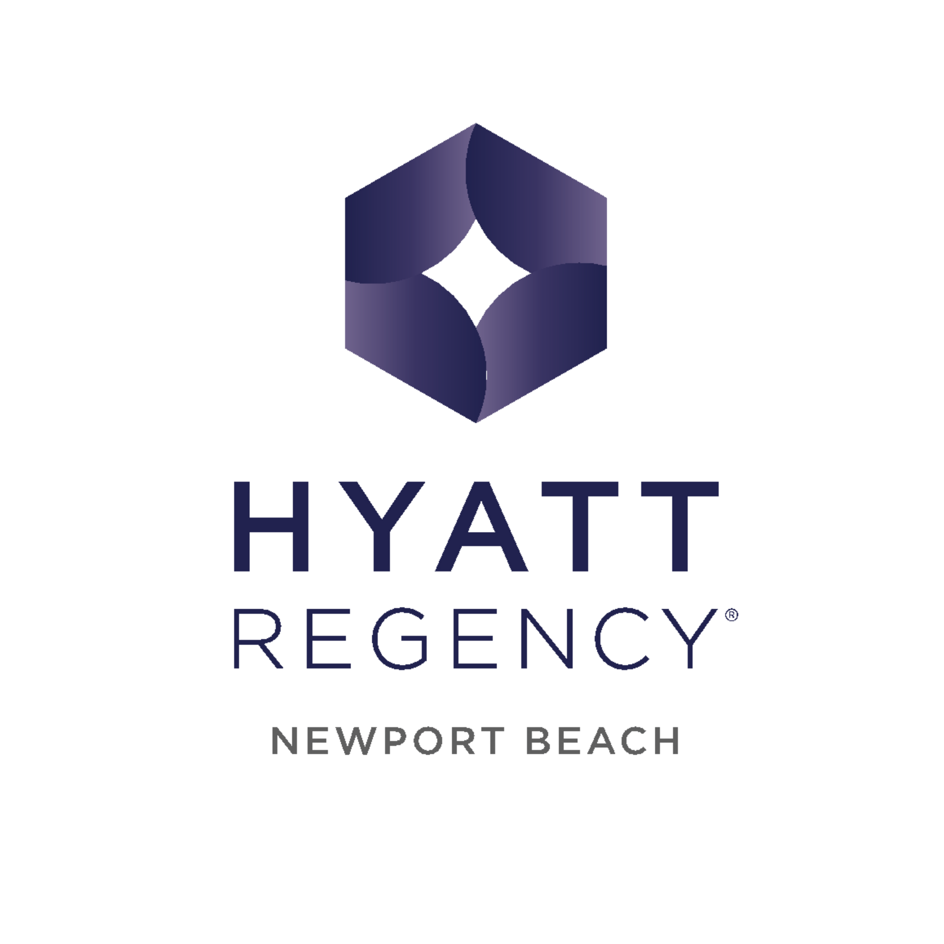 Hyatt Regency Newport Beach logo in navy blue and gray on a white background