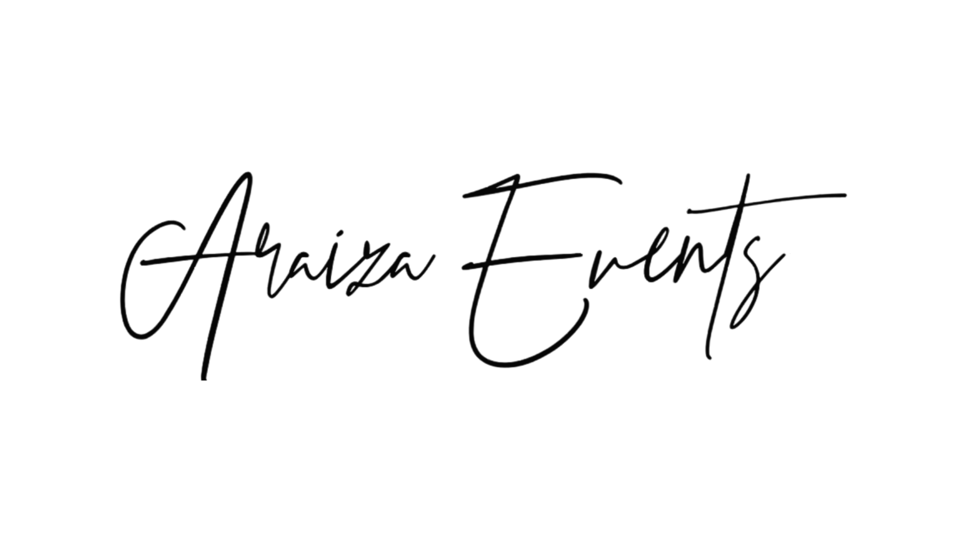 Stylized black script logo reading “Ariana Events” on a white background