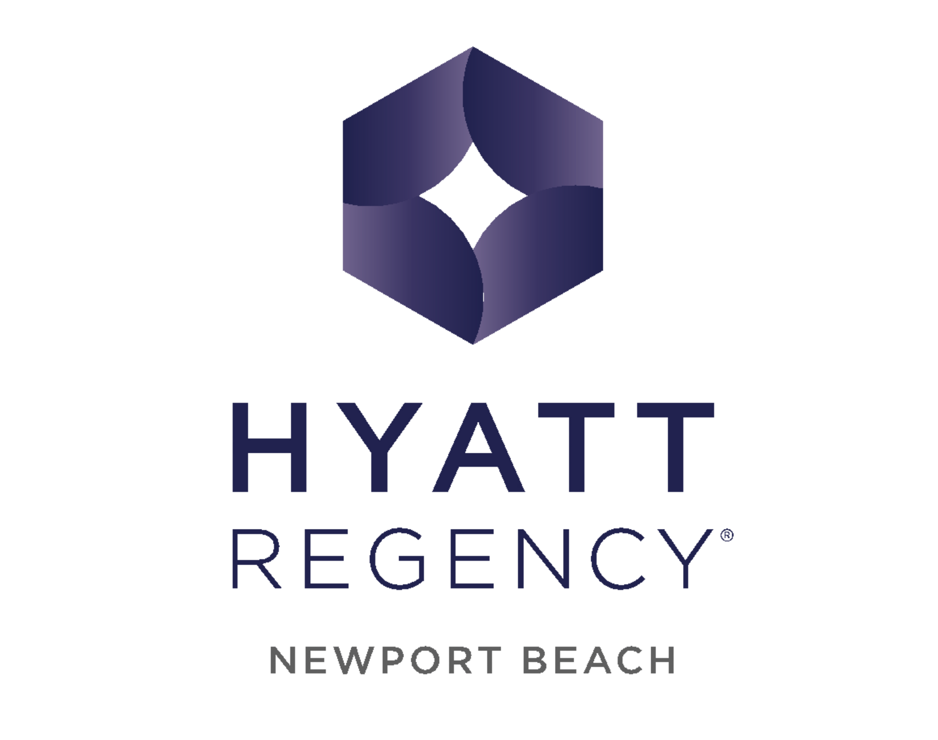 Hyatt Regency Newport Beach logo in navy and gray on a white background