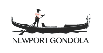Logo of Newport Gondola: black gondola and gondolier with “NEWPORT GONDOLA” text on white background
