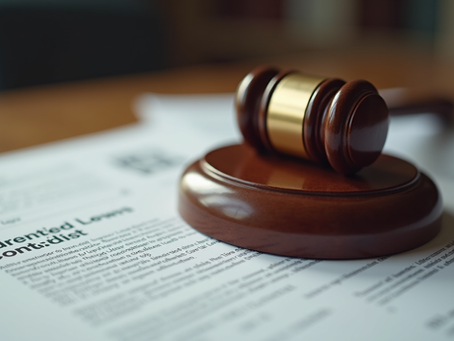 Judge’s gavel on a document in a courtroom setting